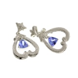 APP: 2k Fine Jewelry 1.00CT Tanzanite And Diamond Platinum Over Sterling Silver Earrings