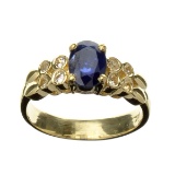 APP: 1.2k 14 kt. Gold, 1.18CT Bue And White Sapphire Ring