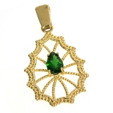 APP: 1.6k 14 kt Gold 0.42CT Pear Cut Tsavorite Pendant