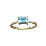 APP: 0.7k Fine Jewelry 14 KT Gold, 1.38CT Blue Topaz  And Diamond Ring