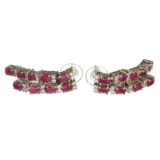 APP: 2.3k Fine Jewelry 3.05CT Ruby And Quartz Platinum Over Sterling Silver Earrings