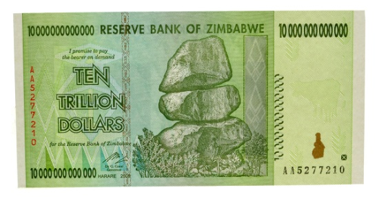 10 Trillion Dollar Zimbabwe Note