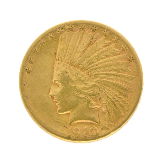 Extremely Rare 1910-S $10 U.S. Indian Head Gold Coin