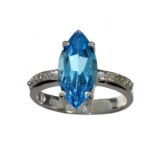APP: 0.8k Fine Jewelry 3.26CT Blue And Colorless Topaz And Platinum Over Sterling Silver Ring