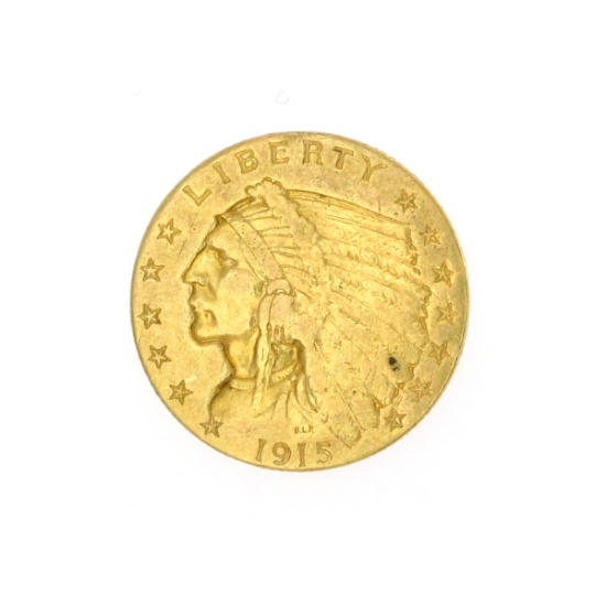 Extremely Rare 1915 $2.50 U.S. Indian Head Gold Coin