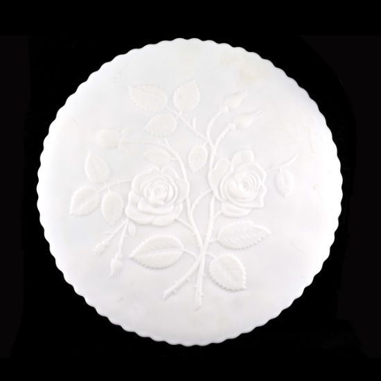 Vintage Imperial 10 3/4'''' Glass Raised Roses Footed Cake Plate