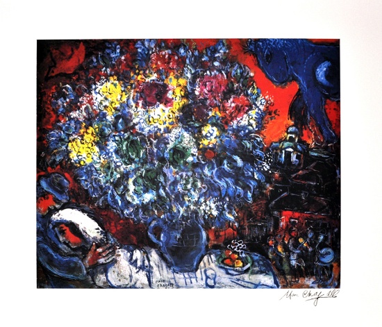 MARC CHAGALL (After) Bouquet de Fleurs et Amants Lithograph, I111 of 500
