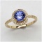 *Fine Jewelry 14K Gold, 2.27CT Tanzanite Round And White Round Diamond Ring (Q-R18925TANWD-14KY)