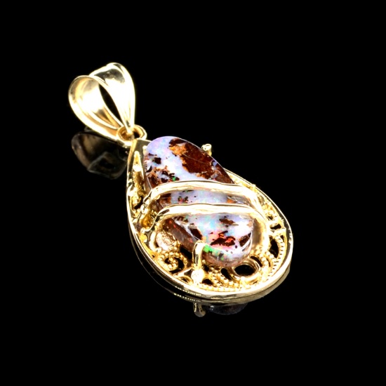 APP: 1.9k 14 kt. Gold, Freeform Cut Boulder Opal Pendant
