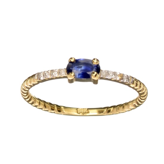 APP: 0.7k Fine Jewelry 14 KT Gold, 0.28CT Blue Sapphire And Diamond Ring