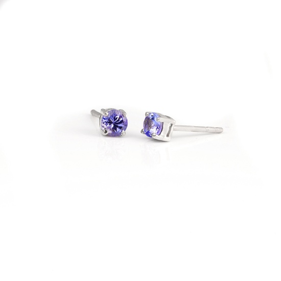 APP: 0.8k Fine Jewelry 0.51CT Round Cut Tanzanite And Platinum Over Sterling Silver Earrings
