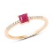 *Fine Jewelry 14 KT Gold, 1.42CT Ruby Square And White Round Diamond Ring (Q-R20622RWD-14KY)