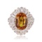 APP: 44.2k *4.44ct UNHEATED Yellow Orange Sapphire and 1.57ctw Diamond 14KT White Gold Ring (GIA CER