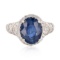 APP: 5k *4.79ct Blue Sapphire and 0.57ctw Diamond 14K White Gold Ring (Vault_R7_23540)