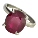 APP: 5.4k Fine Jewelry Designer Sebastian 7.91CT Oval Cut Ruby Platinum Over Sterling Silver Ring