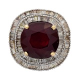 APP: 18.3k *28.10ct Ruby and 4.17ctw Diamond 18KT White Gold Ring (Vault_R7_9583)