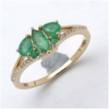 *Fine Jewelry 14K Gold, 2.26CT Zambian Emerald And White Round Diamond Ring (Q-R19300ZEWD-14KY)