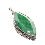 Fine Jewelry Designer Sebastian 33.25CT Marquise Cut Green Beryl Emerald And Sterling Silver Pendant