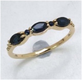 *Fine Jewelry 14K Gold, 1.62CT Blue Sapphire And White Round Diamond Ring (Q-R19199BSAPHWD-14KY)