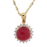 APP: 1.3k *Silver 5.19ct Ruby and 0.57ctw White Sapphire Silver Pendant/Necklace (Vault_R8_15173)