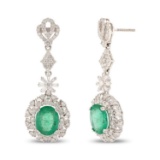 APP: 35.4k *6.12ctw Emerald and 2.95ctw Diamond 18KT White Gold Earrings (Vault_R7_22935)