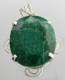 APP: 8.3k Fine Jewelry Designer Sebastian 187.72CT Oval Cut Emerald and Sterling Silver Pendant