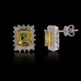 APP: 11.3k *3.77ctw Yellow Sapphire and 0.61ctw Diamond Platinum Earrings (Vault_R7_14999)