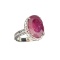 Fine Jewelry Designer Sebastian 10.19CT Oval Cut Ruby And Platinum Over Sterling Silver Ring