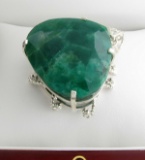 APP: 12k Fine Jewelry Designer Sebastian 289.11CT Pear Cut Emerald and Sterling Silver Pendant