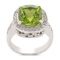 APP: 5.1k *7.72ct Peridot and 0.36ctw Diamond 14K White Gold Ring (Vault_R7_22739)