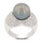 APP: 8.2k *12.0mm Tahitian Pearl and 1.98ctw Diamond 14KT White Gold Ring (Vault_R7_5847)