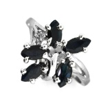 Fine Jewelry Designer Sebastian 1.50CT Blue Sapphire And Topaz  Platinum Over Sterling Silver Ring