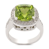 APP: 5.1k *7.72ct Peridot and 0.36ctw Diamond 14K White Gold Ring (Vault_R7_22739)