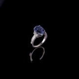 APP: 11.2k Fine Jewelry 14 KT White Gold, 6.34CT Tanzanite And Diamond Ring