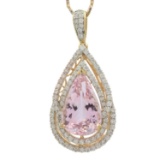 APP: 9.9k *14.73ct Kunzite and 1.86ctw Diamond 14KT Yellow Gold Pendant (Vault_R7_9658)