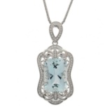 APP: 16k *13.94ct Aquamarine and 0.42ctw Diamond Platinum Pendant/Necklace (GIA CERTIFIED) (Vault_R7