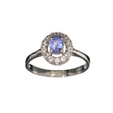 APP: 0.8k Fine Jewelry 0.78CT Tanzanite And White Sapphire Sterling Silver Ring