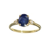 APP: 1k Fine Jewelry 14 KT Gold, 1.61CT Blue And White Sapphire Ring