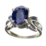 APP: 0.3k Fine Jewelry Designer Sebastian 6.53CT Oval Cut Blue Sapphire and Sterling Silver Ring