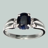 Fine Jewelry Designer Sebastian 1.20CT Blue Sapphire And Topaz  Platinum Over Sterling Silver Ring