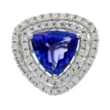 APP: 13.1k *4.04ct Tanzanite and 0.94ctw Diamond 14KT White Gold Ring (Vault_R7_7146)