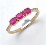 *Fine Jewelry 14K Gold, 1.95CT Ruby Oval And White Round Diamond Ring (Q-R19232RWD-14KY)