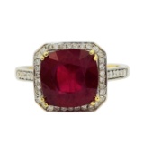 APP: 3.9k *5.99ct Ruby and 0.60ctw Diamond 18KT Yellow Gold Ring (Vault_R7_9655)