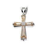 Fine Jewelry Designer Sebastian, French Cubic Zironia And Sterling Silver Cross Pendant