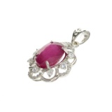 APP: 1.9k Fine Jewelry 4.00CT Oval Cut Ruby And White Sapphire Sterling Silver Pendant