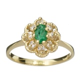 APP: 1k 14 kt. Gold, 0.41CT Oval Cut Emerald And Sapphire Ring