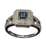 APP: 0.5k 0.08CT Round Cut Enchanced Diamond And Rhodium Over Sterling Silver Ring