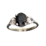 APP: 0.5k Fine Jewelry Designer Sebastian 2.12CT Sapphire and White Topaz Sterling Silver Ring