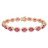 APP: 11.5k *20.72ctw Ruby and 3.45ctw Diamond 14KT Yellow Gold Bracelet (Vault_R7_11120)