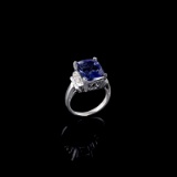 APP: 13.2k Fine Jewelry 14 KT White Gold, 6.43CT Tanzanite And Diamond Ring